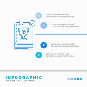 554本书统治领袖规则信息图表模板的网站和演示。 线蓝色图标信息样式矢量插图