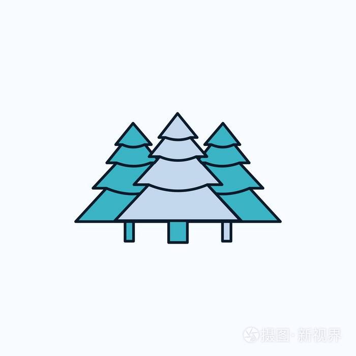 森林野营丛林树松树平面图标.