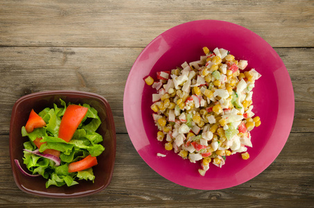 s salad on a wooden background