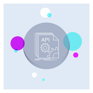 API应用程序编码开发软件白线图标彩圆背景