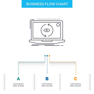 应用程序应用新软件更新业务流程图设计3步。 表示背景模板位置的线条图标