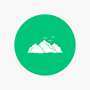 山景山自然鸟类白色字形图标圆圈。 矢量按钮插图
