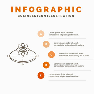 商业概念理念创新光信息图形模板的网站和演示。 线条灰色图标橙色信息样式矢量插图