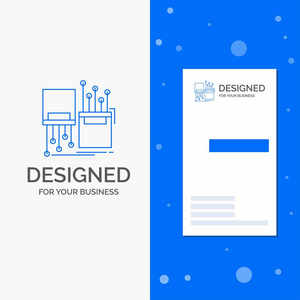 数字光纤电子车道电缆的商业标志。 垂直蓝业务名片模板