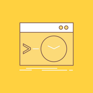 管理员命令根软件终端平线填充图标。 在UI和UX网站或移动应用程序的黄色背景上美丽的徽标按钮。