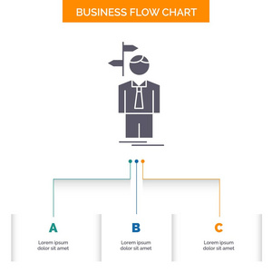 箭头选择决策方向业务流程图设计有3个步骤。 字形图标表示背景模板位置的文本。