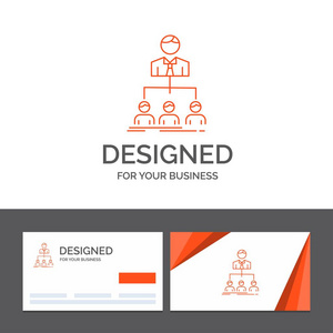 团队团队合作组织集团公司的业务标识模板。 带有品牌标识模板的橙色访问卡