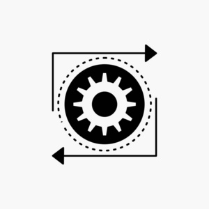 业务齿轮管理操作过程字形图标。 矢量孤立插图
