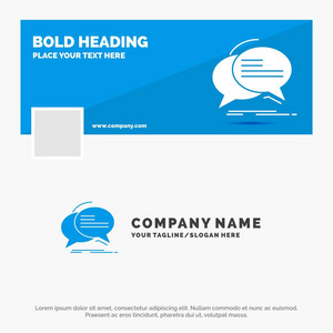 蓝色商业标志模板，用于泡泡聊天交流演讲。 Face book时间线横幅设计。 矢量网页横幅背景图