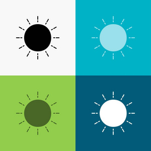 太阳天气日落日出夏季图标在各种背景上。 设计用于Web和应用程序的字形样式设计。 EPS10矢量插图