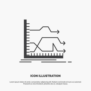 箭头向前图市场预测图标。 用户界面和UX网站或移动应用程序的字形矢量灰色符号