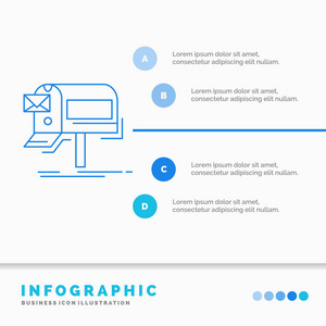活动电子邮件营销通讯邮件信息图表模板的网站和演示。 线蓝色图标信息样式矢量插图