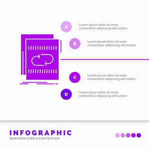 音频文件循环混合声音信息图形模板的网站和演示。 字形紫色图标信息样式矢量插图。