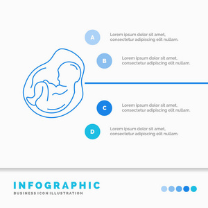 婴儿，怀孕，怀孕，产科，胎儿信息图表模板的网站和演示。线蓝图像图片样式矢量插图