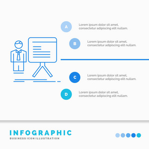 演示，商人，图表，图表，进度信息图形模板的网站和演示。线蓝图像图片样式矢量插图