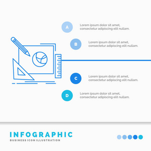 标志，设计，创意，想法，设计过程信息图形模板的网站和演示。线蓝图像图片样式矢量插图