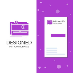 业务标志为众筹，资助，筹款，平台，网站。垂直紫色业务访问卡模板。创意背景矢量插图