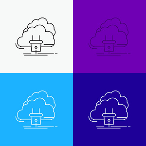 云，连接，能源，网络，电力图标超过各种背景。线风格设计，专为web和app设计..10个矢量图