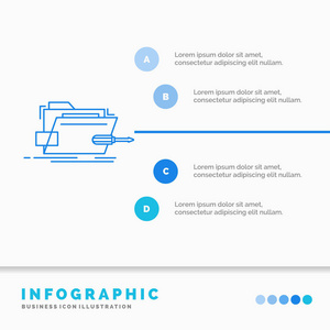 文件夹，维修，skrewdriver，技术，技术信息图表模板的网站和演示。线蓝图像图片样式矢量插图