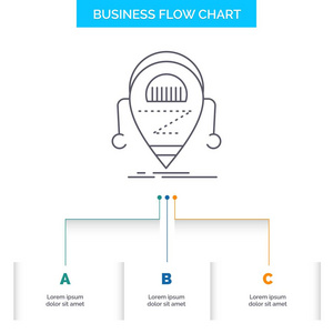 Android机器人技术业务流程图设计有3个步骤。 表示背景模板位置的线条图标
