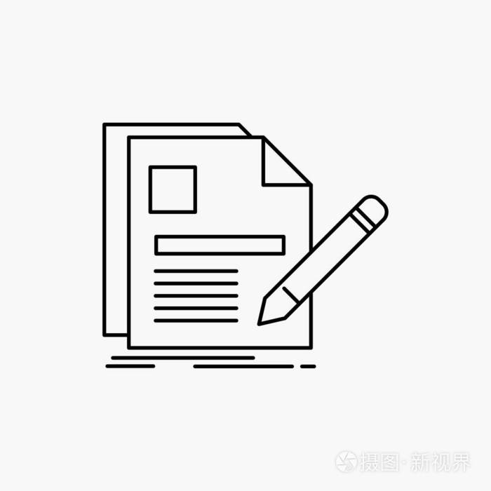 插画 文档,文件,页面,笔,简历线图标.矢量孤立图.eps