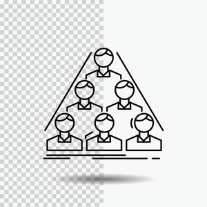 团队，建设，结构，业务，会议线图标透明背景。黑色图标矢量插图