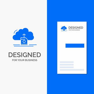 业务Logo为云，上传，保存，数据，计算..垂直蓝色业务访问卡模板。