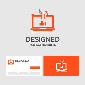 业务标识模板进行分析，分析，管理，上线，平台..橙色参观卡与品牌标志模板。