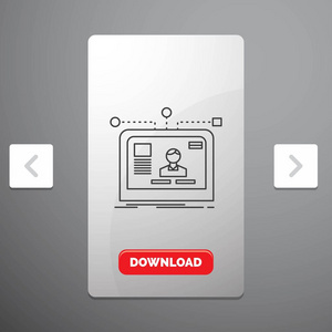 卡式分页滑块设计中的界面网站用户布局设计线图标红色下载按钮
