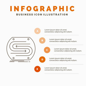 业务箭头，概念，收敛，匹配，俯仰信息图形模板的网站和演示。线条灰色图标，橙色信息样式矢量插图