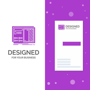 业务标志为蓝图，设计，图纸，计划，原型。垂直紫色业务访问卡模板。创意背景矢量插图