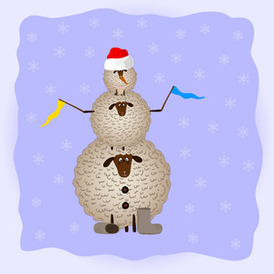 圣诞卡和有趣的羊