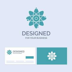 原子，核，分子，化学，科学商业标志雕文图标为您的业务符号。绿松石商务卡与品牌标志模板。