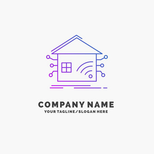 自动化，家居，家居，智能，网络紫色商务Logo模板..标记线的位置