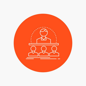 商业,教练,课程,导师,导师白线图标在圆圈背景.矢量图标插图照片