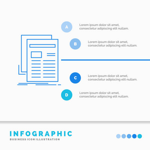 公报，媒体，新闻，通讯，报纸信息图表模板的网站和演示。线蓝图像图片样式矢量插图