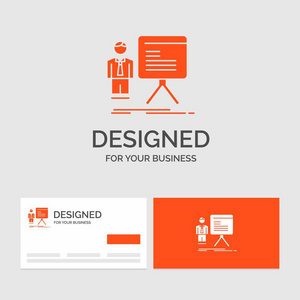 商家logo模板进行展示，商家，图，图，进度..橙色参观卡与品牌标志模板。