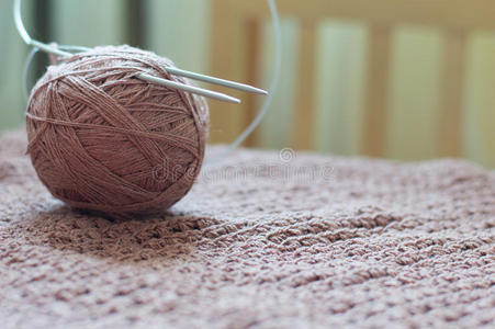 手工编织针织毛衣棕色细节图片