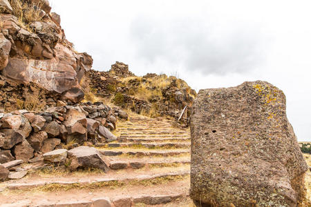 南美洲秘鲁西卢斯塔尼的墓葬塔印加史前遗迹
