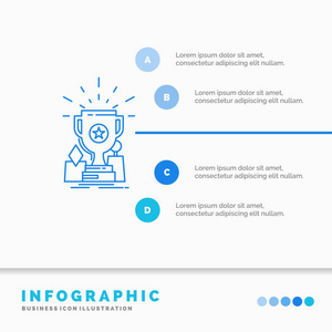 成就奖杯奖奖杯信息图形模板的网站和演示。 线蓝色图标信息样式矢量插图