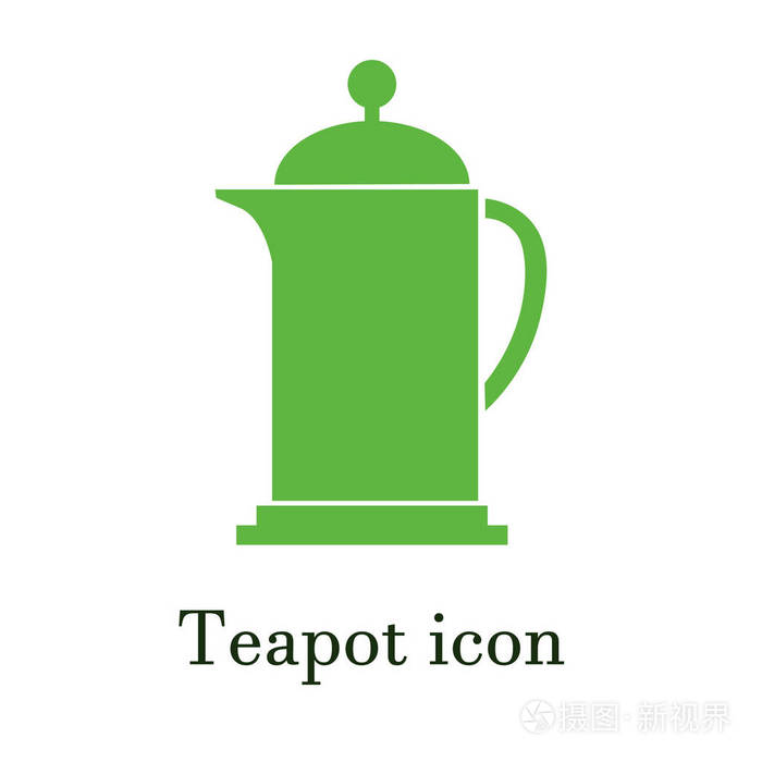 茶壶图标。 茶的象征。 平面矢量插图