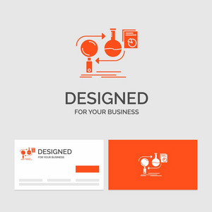 业务标识模板，用于分析业务，开发开发市场。 带有品牌标志模板的橙色名片。