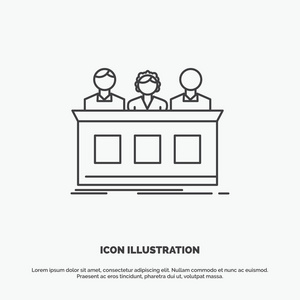 竞赛专家评委图标. ui和ux网站或移动应用程序的行向量灰色符号照片