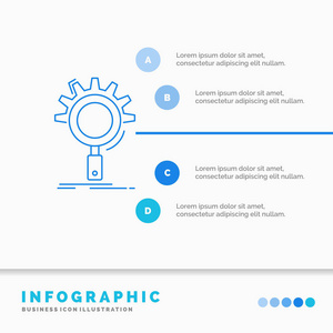 SEO搜索优化过程设置信息图形模板的网站和演示。 线蓝色图标信息样式矢量插图