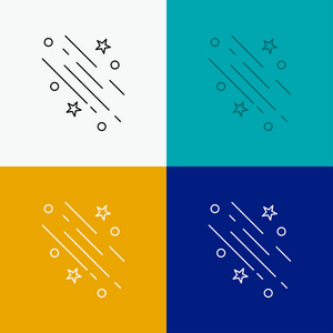 星星流星坠落太空星图标在不同的背景。 为Web和应用程序设计的线条风格设计。 EPS10矢量插图