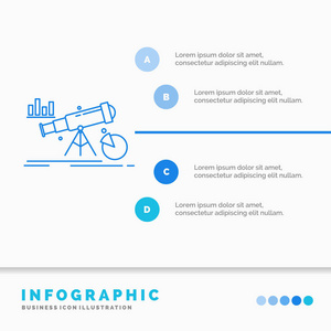 分析金融预测市场预测信息图表模板的网站和演示。 线蓝色图标信息样式矢量插图