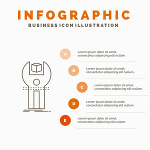 SDK应用程序开发工具包编程信息图形模板的网站和演示。 线条灰色图标橙色信息样式矢量插图