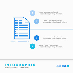 账单EXCEL文件报表信息图表模板的网站和演示。 线蓝色图标信息样式矢量插图