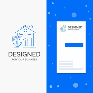 保险家庭伤亡保护的商业标志。 垂直蓝业务名片模板
