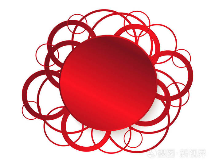 红色圆形复制空间抽象圆圈背景矢量插图